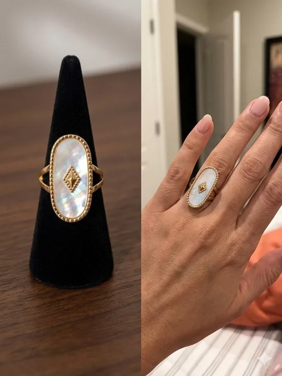 One New Statement Ring – Stainless Steel 14/18k plated Adjustable - Picture 4 of 8